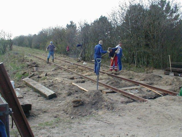 Rails in place on sleepers again